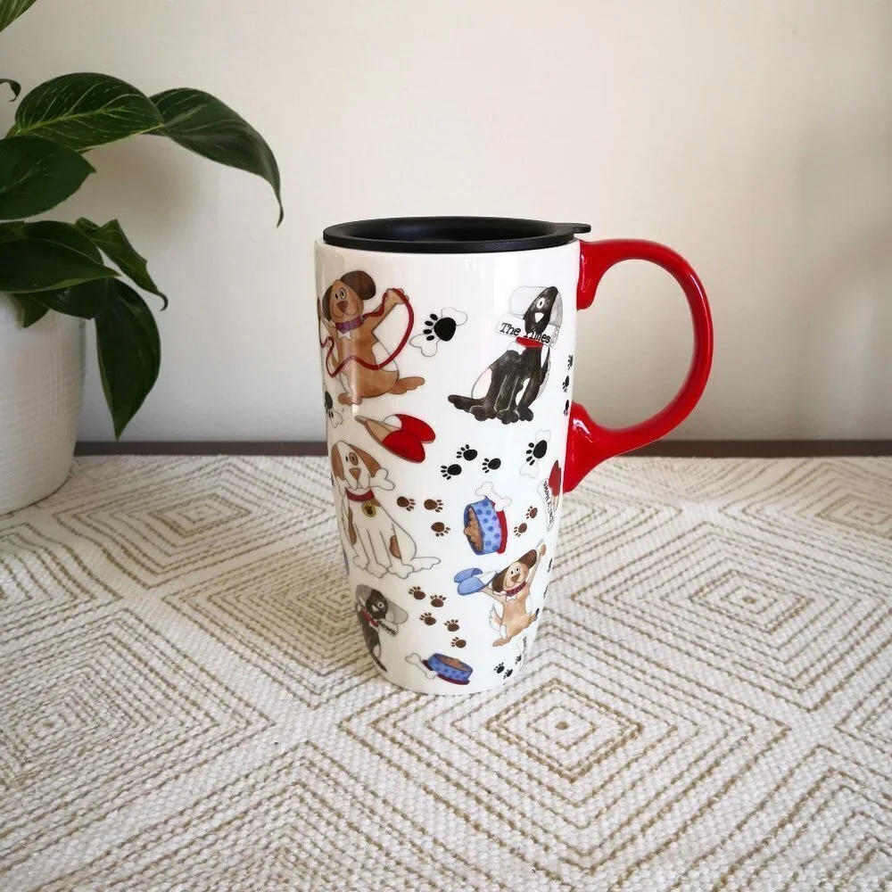 Cypress Ceramic Dog Lovers Traveling Coffee Mug 17‎ oz.